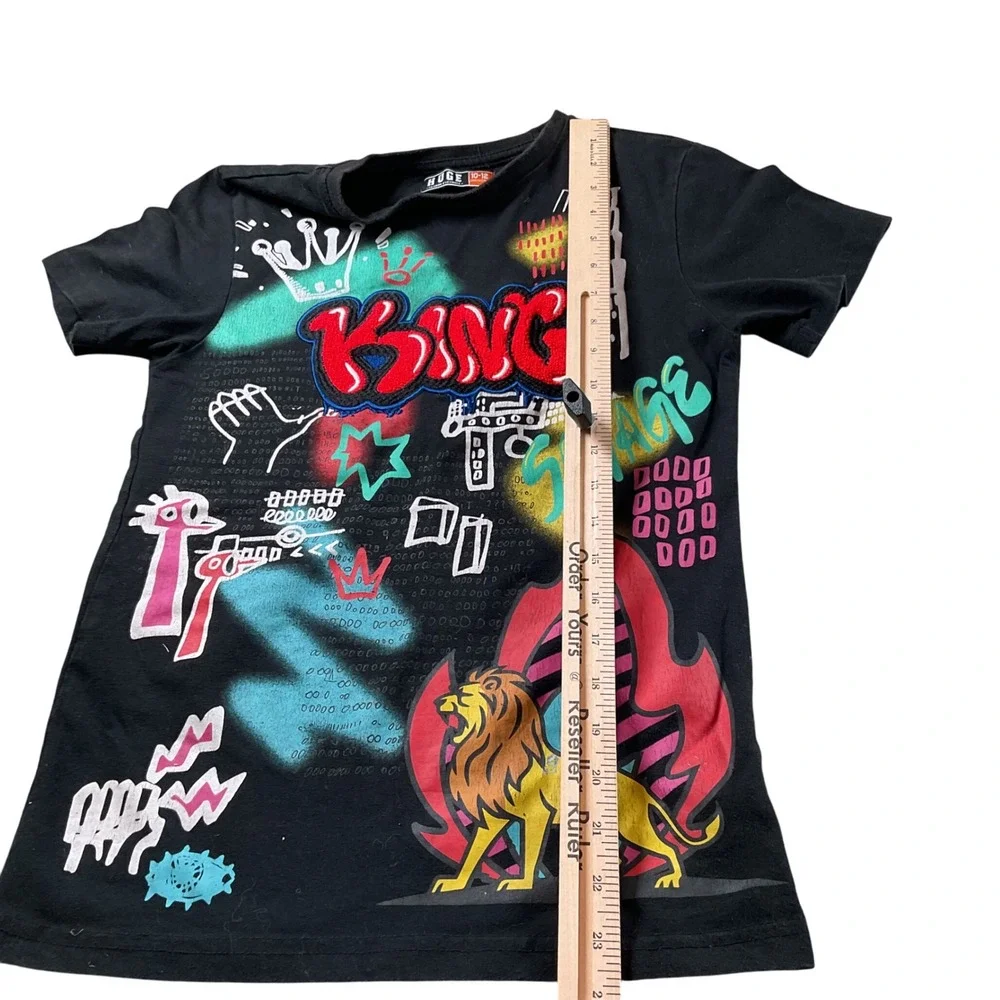 HUGE Fashion Exchange Graphic Print T-Shirt Top King‎ Savage Size 10-12